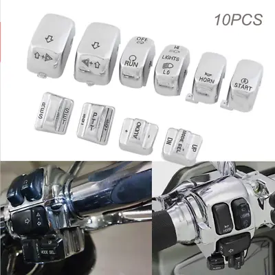 Chrome Motorcycle Hand Control Switch Housing Button Cover Cap Kits For Harley • $19.37