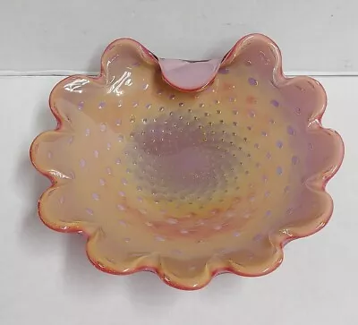 Vintage Italian Murano? Purple & Pink Gold Bullicante Art Glass Bowl Mid Century • $85