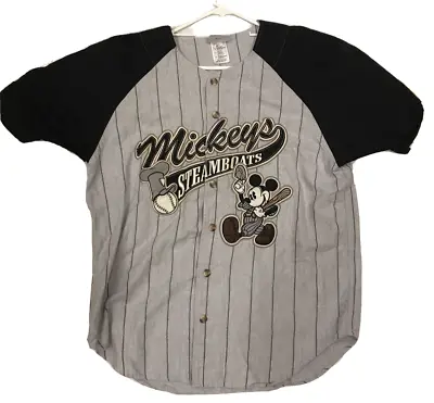 Walt Disney World Mickey Steamboats Baseball Jersey #28 Men’s Size Large Stripe • $64.99