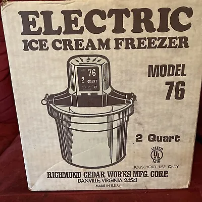 Richmond Cedar Works 1/2 Gal Ice Cream Maker Mini Yum Yum Machine Model 76 • $75