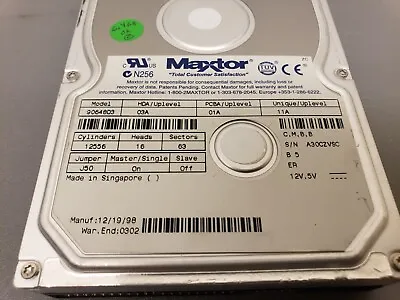 Vintage Maxtor 90648D3 6.4GB IDE Hard Drive HDD Tested • $28