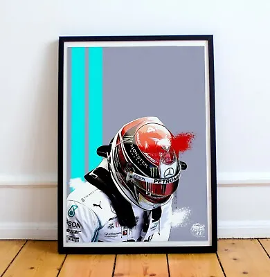 Lewis Hamilton Print - Wall Art Poster Mercedes F1 Formula One Motorsport Gift • £39.20