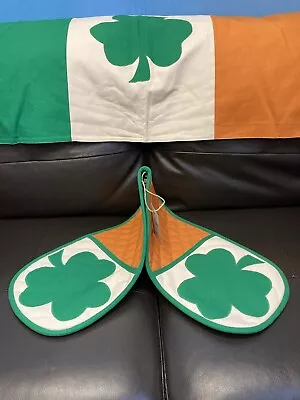 Flag Of Ireland / Irish / Tricolour/ Shamrock Double Ended Oven Gloves • £24.95