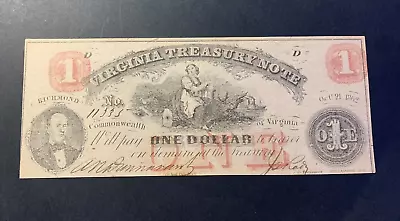 1862 $1 RED VIRGINIA  US Treasury Note   LARGE SIZE  X11335 Choice AU! Currency • $75