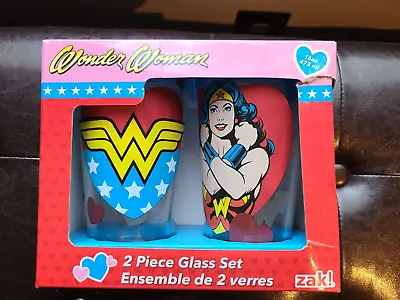 DC Comics Wonder Woman Set Of 2 Pint Glasses 16 Oz Zak! Designs • $19