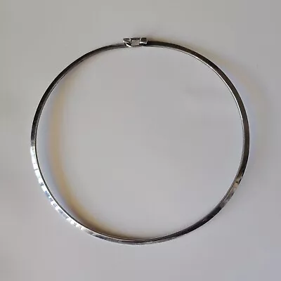 925 Mexico Choker Necklace Flat Silver Collar MCM Modernist Modern Minimalist • £62.69