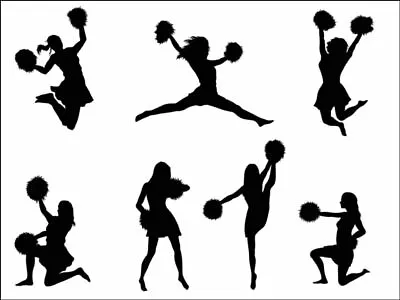 Cheerleading Sport Playing Silhouette Decor Edible Cake Topper Kit Wafer / Icing • £4.72