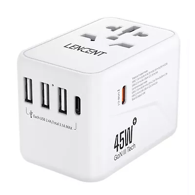 $31.49 • Buy LENCENT Universal Travel Adapter W/ USB C PD 45W Multi Plug Charger EU UK US AU