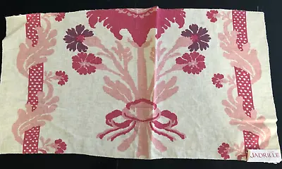 QUADRILLE Floral In Pink Plum Cream 13 1/2 X  24  Linen Fabric Sample • $23.99