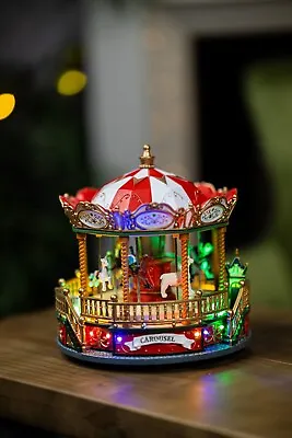 Christmas Carousel LED Decoration Light Up Musical Fairground Festive Ornament • £29.99