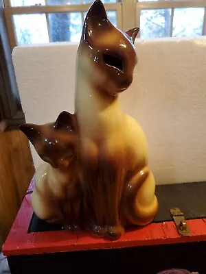 Vintage Kron Siamese Cat W/ Kitten MCM Ceramic Tv Lamp 60's 50's Retro Chic • $129