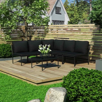 $586.99 • Buy 6 Piece Garden Lounge Set With Cushions Black PVC VidaXL