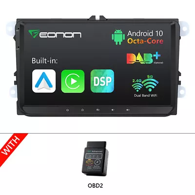 OBD+Android 9  IPS Head Unit Car Stereo GPS Sat Nav BT For VW Golf MK5 MK6 Jetta • $203.85