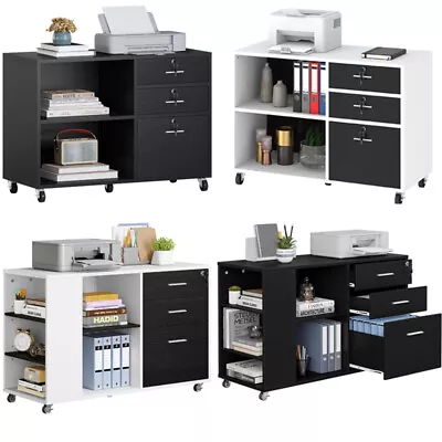 $91.19 • Buy Rolling File Cabinet Mobile Printer Stand Office Cabinets On Wheels 3 Drawers