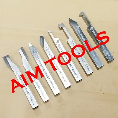 8mm X 80mm HSS Ground Lathe Form Tools 8 Piece Set Unimat Emco Myford Boxford • $41.99