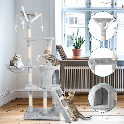 £39.99 • Buy Cat Tree Kitty Activity Play Center Scratching Scratcher House Furniture 143CM