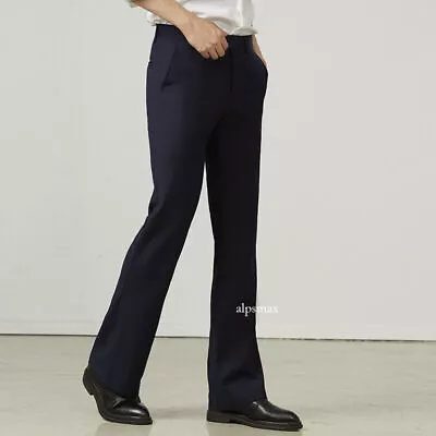 Mens Solid Bell Bottom Pants Vintage 60s 70s Flare Dress Trousers Formal Evening • $40.12