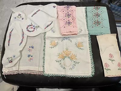 Vintage Embroidery Pieces Lot Of 7 Items • $18