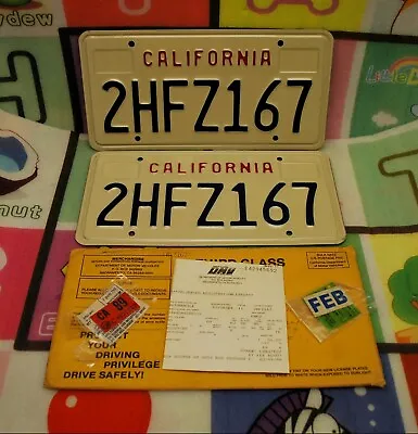 NEW CALIFORNIA CA LICENSE PLATE PAIR VINTAGE 1990s 2HFZ167 ORIGINAL NOS • $64.89