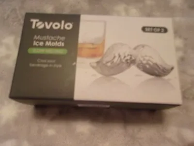 Set Of 2 Tovolo Mustache Slow Melting Ice Molds Adds A Little Fun To Any Drink • $10
