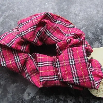 Tartan Hair Scrunchie Scottish Check Fabric Elastic Bobble Band Scotland Checked • £2.45