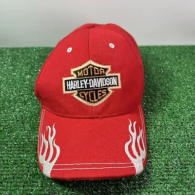 Vintage Harley Davidson Hat Red Flames Youth One Size Adjustable • $11.99