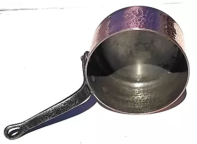 Vintage 7.3inch French Copper Saucepan Hammered Finish Tin Lining 2.5mm 5.5lbs • $300.73