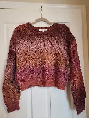 $16 • Buy NWT Rewind Wool Red Orange Pink Ombre Sweater Women's Size L