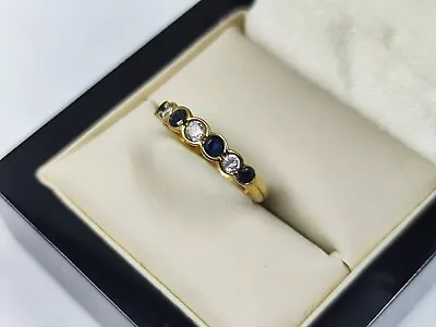 9ct Gold Ring Sapphire And Cz Size M Beautiful  • £86