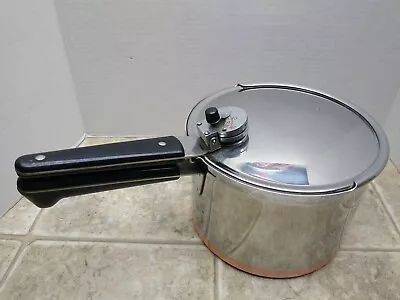 Revere Ware 4Qt Pressure Cooker Stainless Steel Copper Complete Vintage 1960's • $45