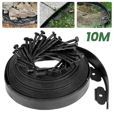 10 Metre Flexible Garden Border Grass Lawn Path Edging With Plastic Pegs Sturdy • £14.59