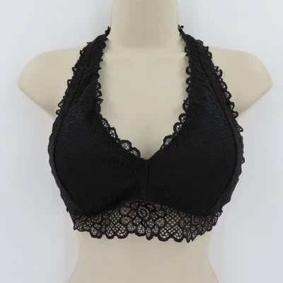 $18 • Buy Gilly Hicks Large Black Lace V Neck Strappy Bralette Wireless Lightly Lined