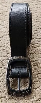 Diesel Black Leather Belt Made In Italy. 90 Cm. Vintage Signature Buckle U.S.36 • $44.95