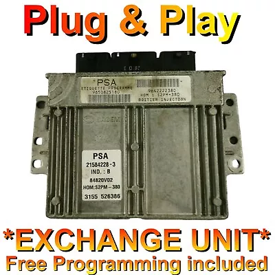 Citroen Peugeot ECU 9650825180 / 9642222380 *Plug & Play* Free Programmi • £77.88