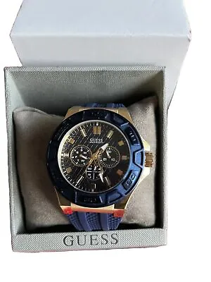 Guess New W0674g2  Men Round Dial Silicone Blue Band Watch • £120