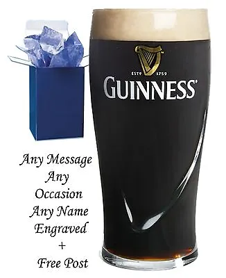 £16.95 • Buy Personalised Engraved Pint Guinness Branded Beer Glass Birthday Wedding Gift