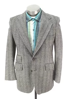 VINTAGE HERRINGBONE TWEED Crombie Scotland Blazer Jacket Sport Suit Coat 38 R • $62.99