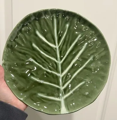 Set Of (2) Portugal Green Leaf Cabbage 11”Ceramic Dinner Plates • $33