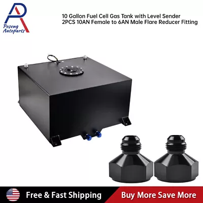 10 Gallon Aluminum Drift Strip Race Fuel Cell Gas Tank +Level Sender+2pc Fitting • $99.89