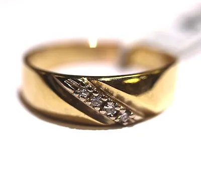 14k Yellow Gold .12ct Round Diamond Mens Wedding Band Ring 4g Gents SI2 H Estate • $299.99