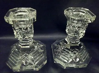 Waterford Crystal Rare Vintage OCTAGONAL Candlesticks Set Of 2 Made In Ireland • $89.99
