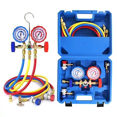 HVAC A/C Air Refrigeration Kit AC Manifold Gauge Set Brass R134A R410A R22 • $42.77