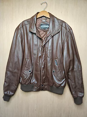 Vintage Members Only Leather Jacket Mens SZ 40 Brown Racer Bomber Retro Classic • $79.95