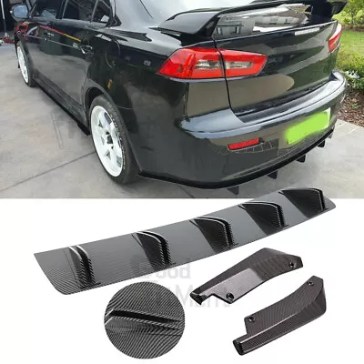 For Mitsubishi Lancer CJCF Carbon Fiber Rear Diffuser Spoiler+Rear Lip Splitter • $69.63