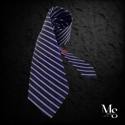 BVLGARI 7Fold Blue Striped Silk Tie Made In Italy W:4  NWOT • $125