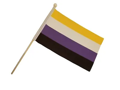 Non-Binary Pride LGBTQ Rainbow 9'' X 6'' Hand Waving Flag • £4.99