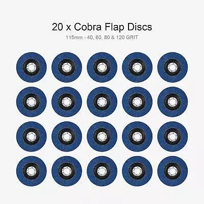£8.99 • Buy 20PCS FLAP GRINDING SANDING DISCS 115mm 4.5  40 60 80 120 GRIT ANGLE WHEEL KIT