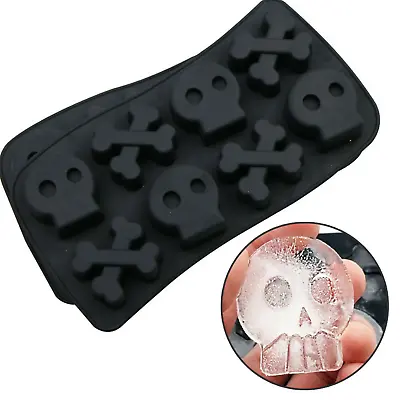 Silicone  Skull Bones Halloween Ice Cube Tray Jelly Mould Soap Chocolate Mold • £2.95