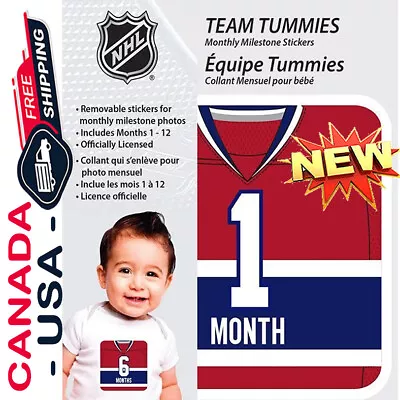 New Team Tummies Nhl Lnh Canadiens De Montreal Montly Tshirt Stickers For Baby • $8.86