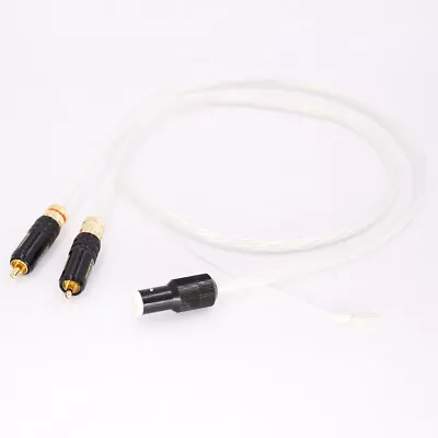 1X1.2M Silver Plated Tonearm Cable Straight DIN To 2 RCA 5 Pin Din Audio Cable • $31.39